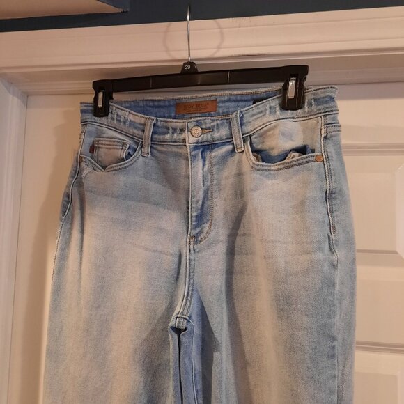 Judy Blue Jeans Womens 13/31 Straight Distressed 90s Boho Light Wash Festival - Picture 3 of 14